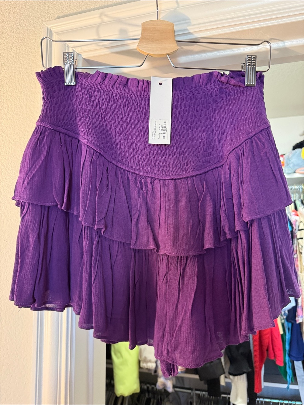 NWT Purple Tiered Ruffle Mini Skirt
